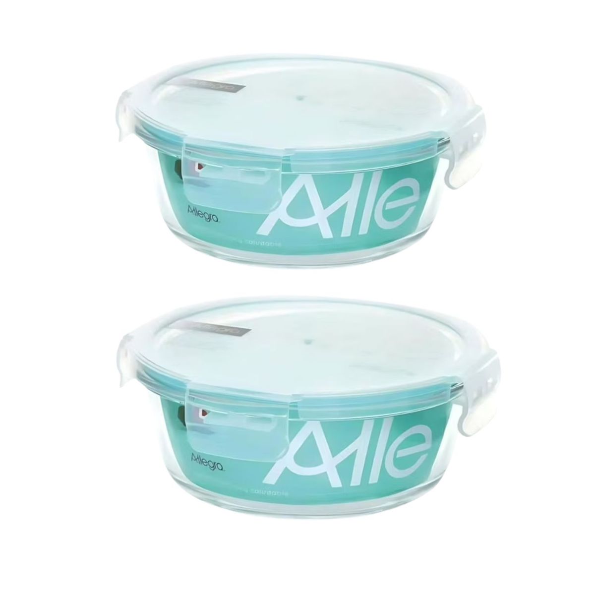 ALLEGRA - Pack 2 Contenedores Hermetico Vidrio Redondo 720mL Allegra