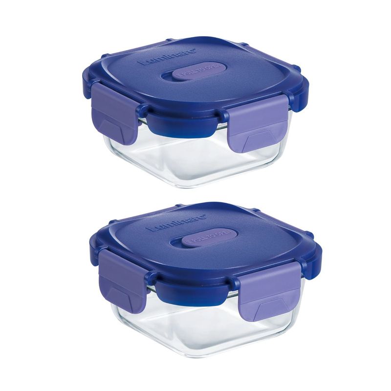 LUMINARC - Pack 2 Contenedores Vidrio Hermético Cuadrado 520mL Luminarc