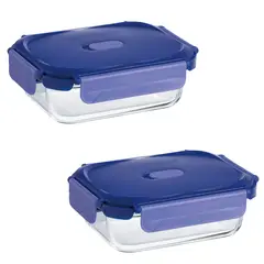 LUMINARC - Pack 2 Contenedores Vidrio Hermético Rectangular 370mL