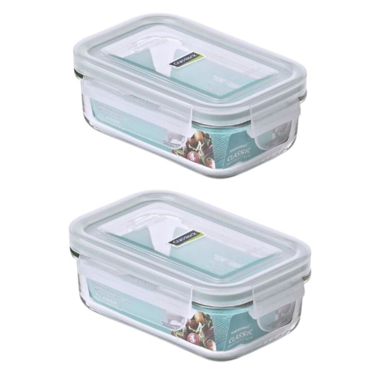 GLASSLOCK - Pack 2 Contenedores Vidrio Hermetico Rect 400mL Glasslock