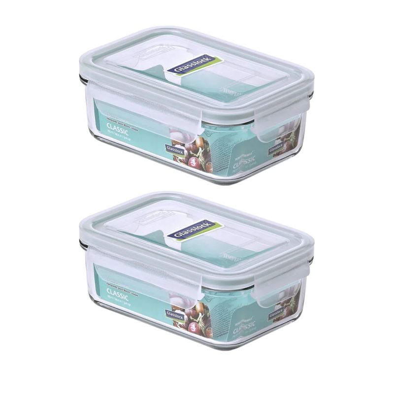 GLASSLOCK - Pack 2 Contenedores Vidrio Hermetico Rect 715mL Glasslock