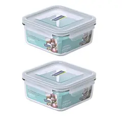 GLASSLOCK - Pack 2 Contenedores Vidrio Hermetico Cuad 1200mL