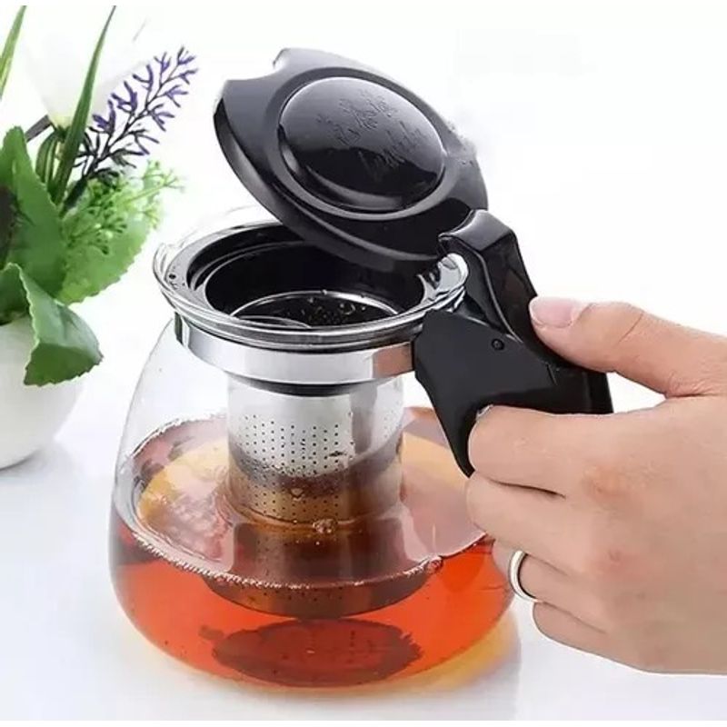 GENERICO - Set Tetera De Vidrio Infusión Té Con Filtro Acero + 4 Tazas