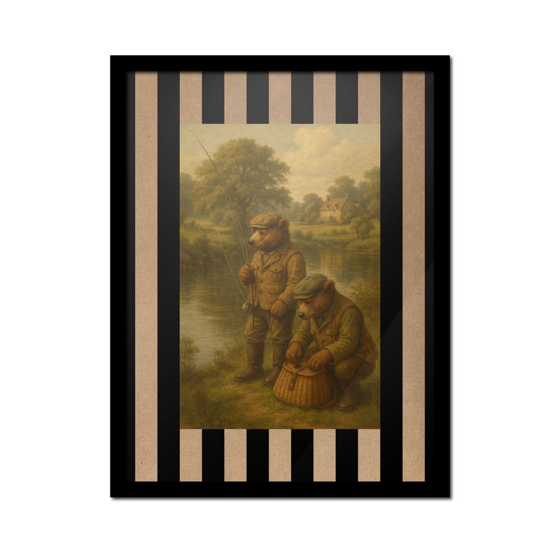 GENERICO - Cuadro 30x40 cm osos pescadores vintage