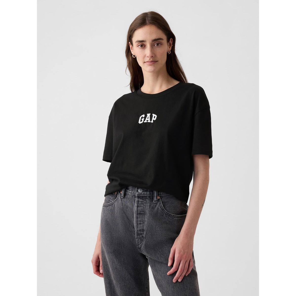 GAP - Polera Mujer Logo Manga Corta Negro Gap