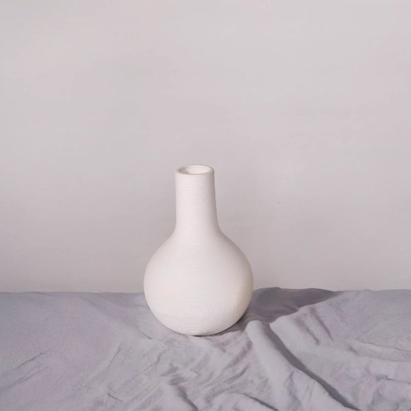 RE DECORA - Florero de Cerámica Blanco Cuello Alto