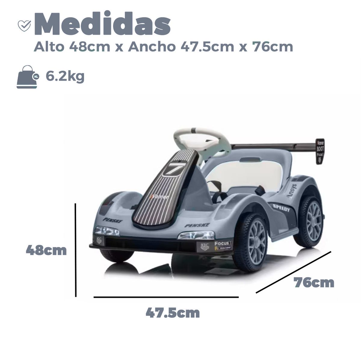 MUNDO ONLINE - Auto Eléctrico Niños Karting  Con Control, Luz y Sonido