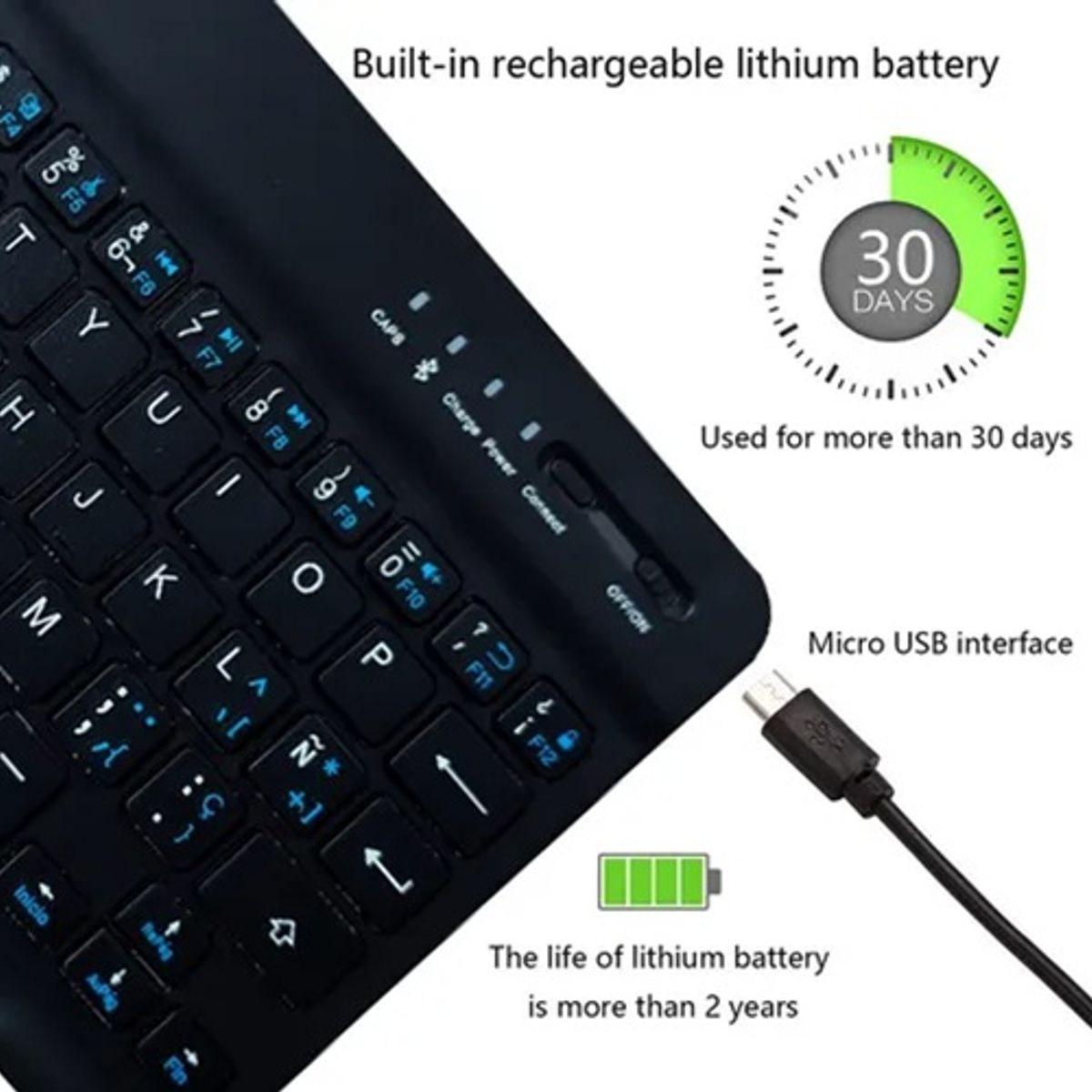 GENERICO - Teclado Mini Slim con Bluetooth Negro, MK - 3000