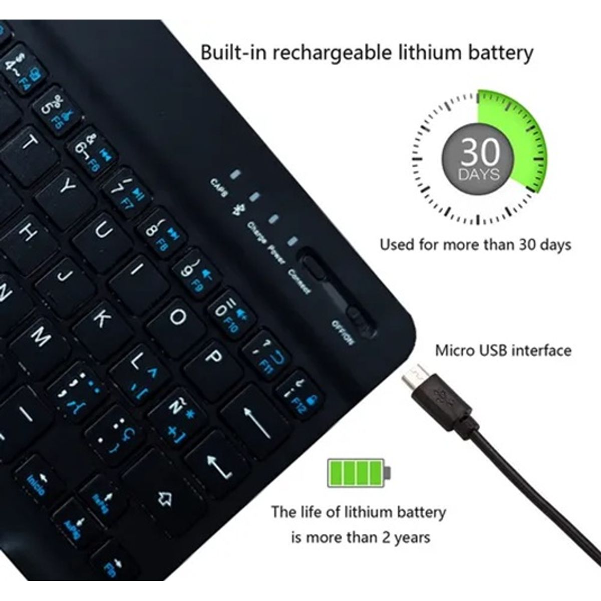 GENERICO - Teclado Mini Slim con Bluetooth Negro, MK - 3000
