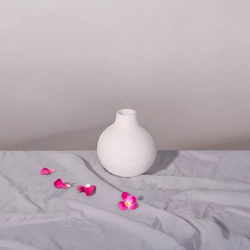 RE DECORA - Florero de Cerámica Blanco Cuello Chico