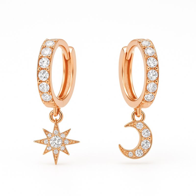BLOOM CRYSTAL - Aros Celestiales Eternity + Charms Luna & Estrella