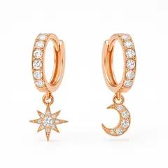 BLOOM CRYSTAL - Aros Celestiales Eternity + Charms Luna & Estrella