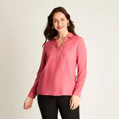 LORENZO DI PONTTI - Blusa Rosado en Lyocell con Bolsillos
