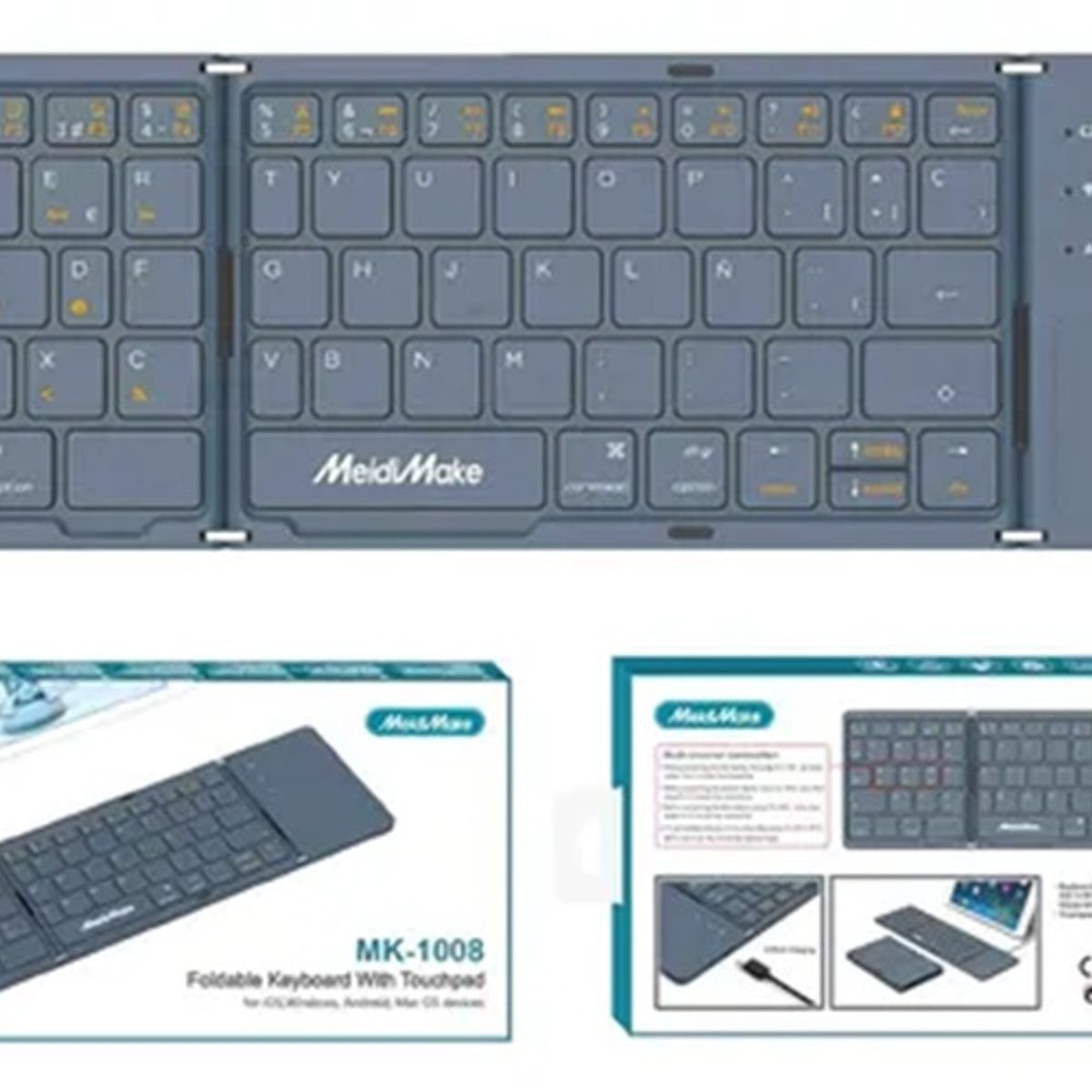 GENERICO - Teclado Plegable Con Pnael Tactil, Negro modelo MK . 1008