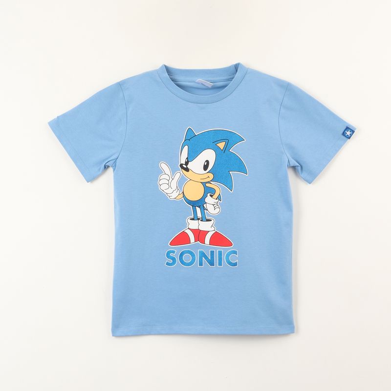 SONIC - Polera Manga Corta Niño Pose Azul Sonic