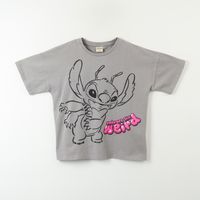 Polera Manga Corta Niña Lilo & Stitch Acid Wash Gris