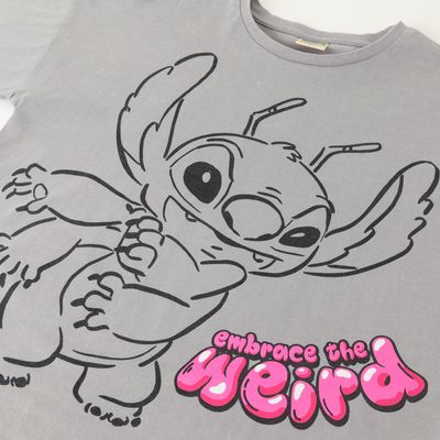 Imagen 2 del producto Polera Manga Corta Niña Lilo & Stitch Acid Wash Gris