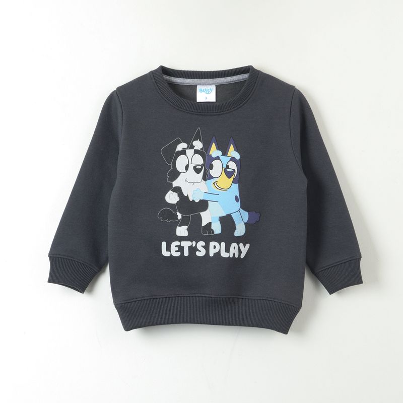 BLUEY - Poleron Cerrado Niño Lets Play! Negro Mackenzie Y Bluey