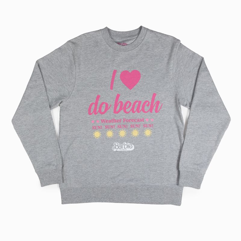 BARBIE - Poleron Mujer I Love Da Beach Gris Barbie