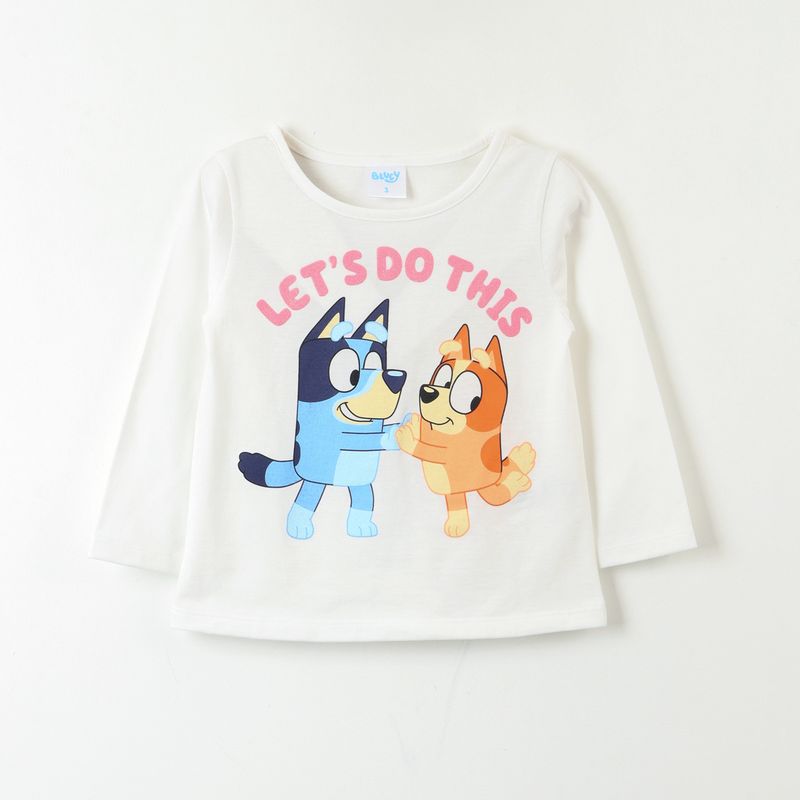 BLUEY - Polera Manga Larga Niña Lets Do This Blanco Bingo Y Bluey