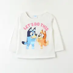 BLUEY - Polera Manga Larga Niña Lets Do This Blanco Bingo Y
