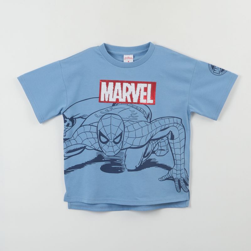 MARVEL - Polera Manga Corta Niño Spiderman Lineal Azul Marvel