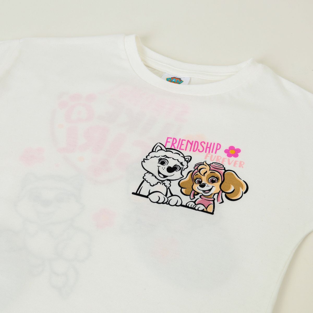 PAW PATROL - Polera Manga Corta Niña Skye Y Everest Blanco Paw Patrol