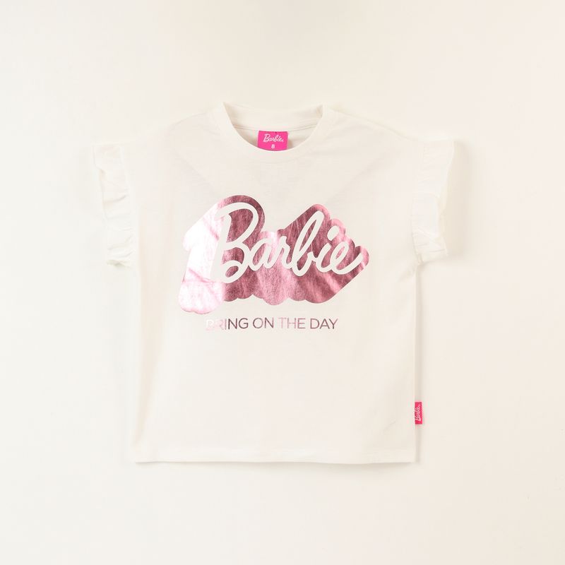 BARBIE - Polera Manga Corta Niña Malibu Blanco Barbie