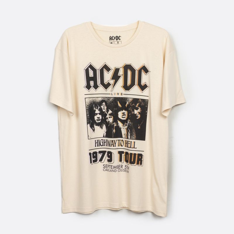 AC DC - Polera Manga Corta Hombre 1979 Tour Beige ACDC