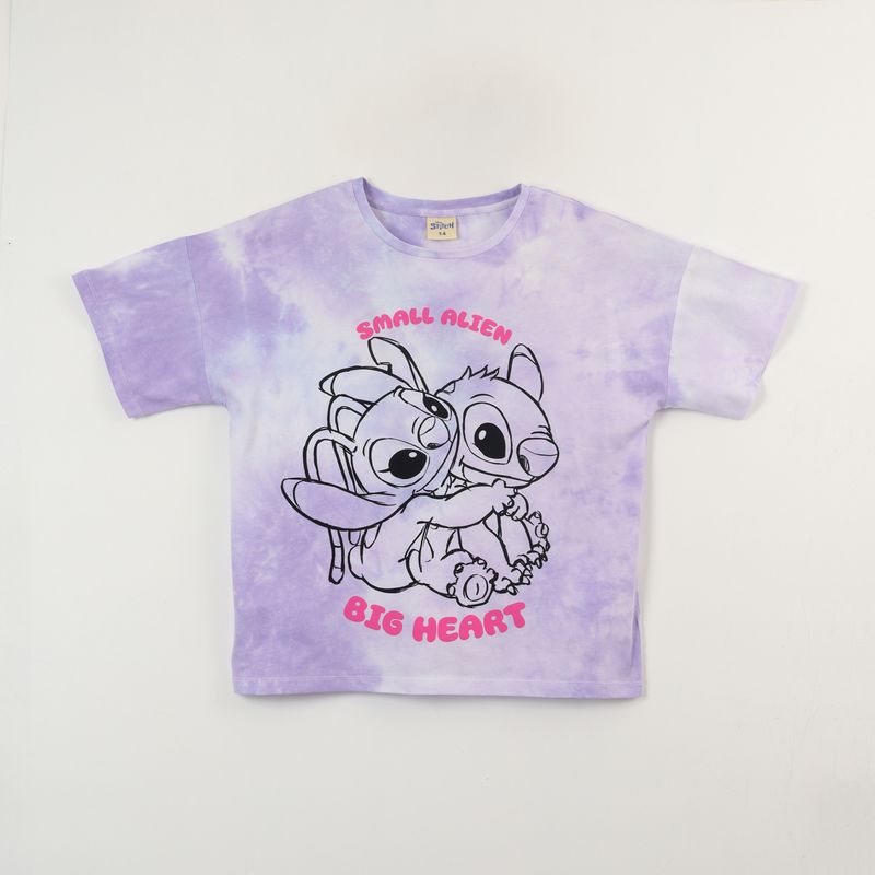 DISNEY - Polera Manga Corta Niña Lilo & Stitch Tie Dye Morado Disney