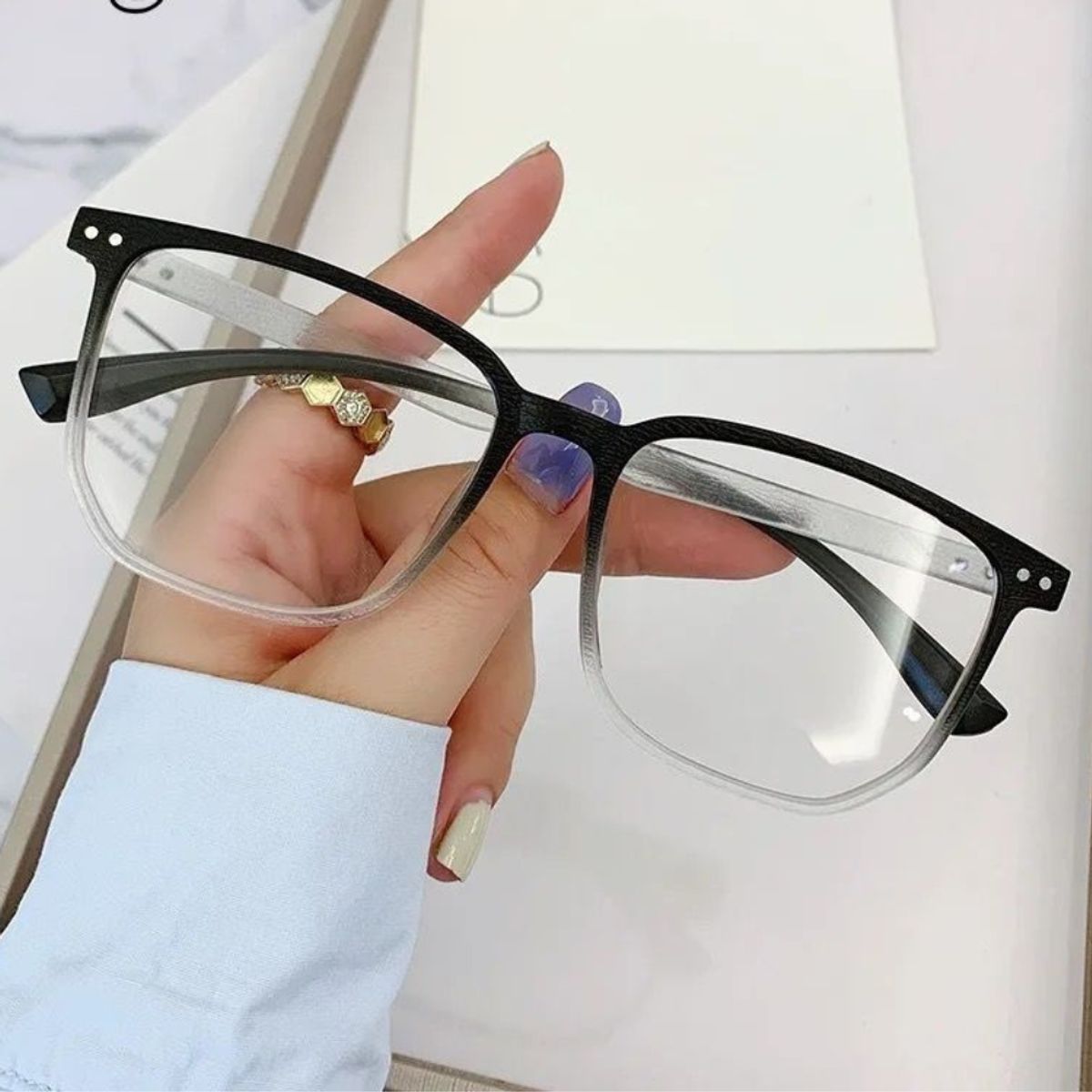 GENERICO - Lentes anti luz azul cuadrado sin aumento