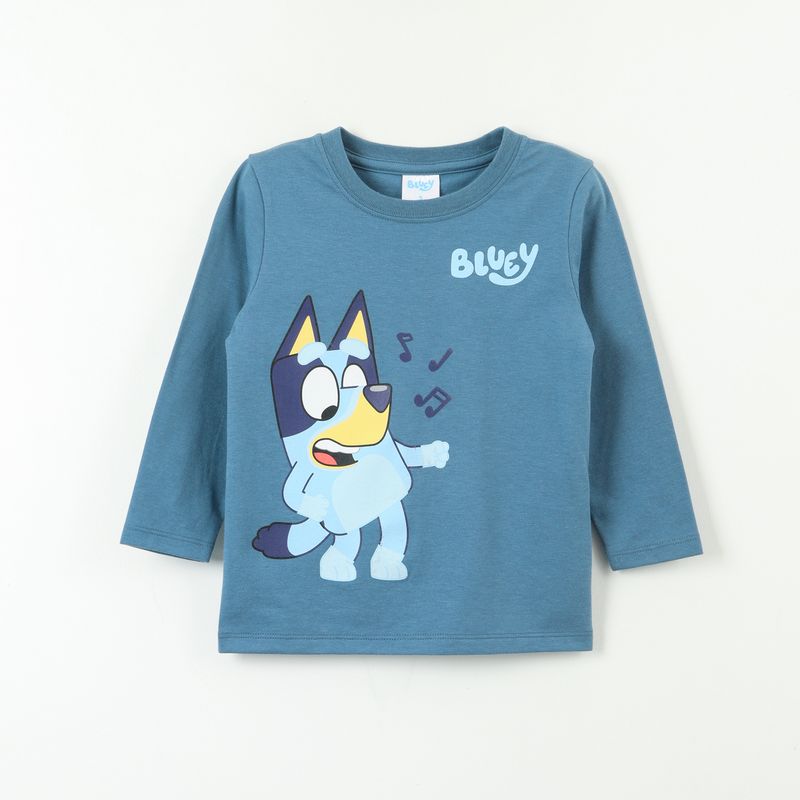 BLUEY - Polera Manga Larga Niño Music Notes Azul Bluey