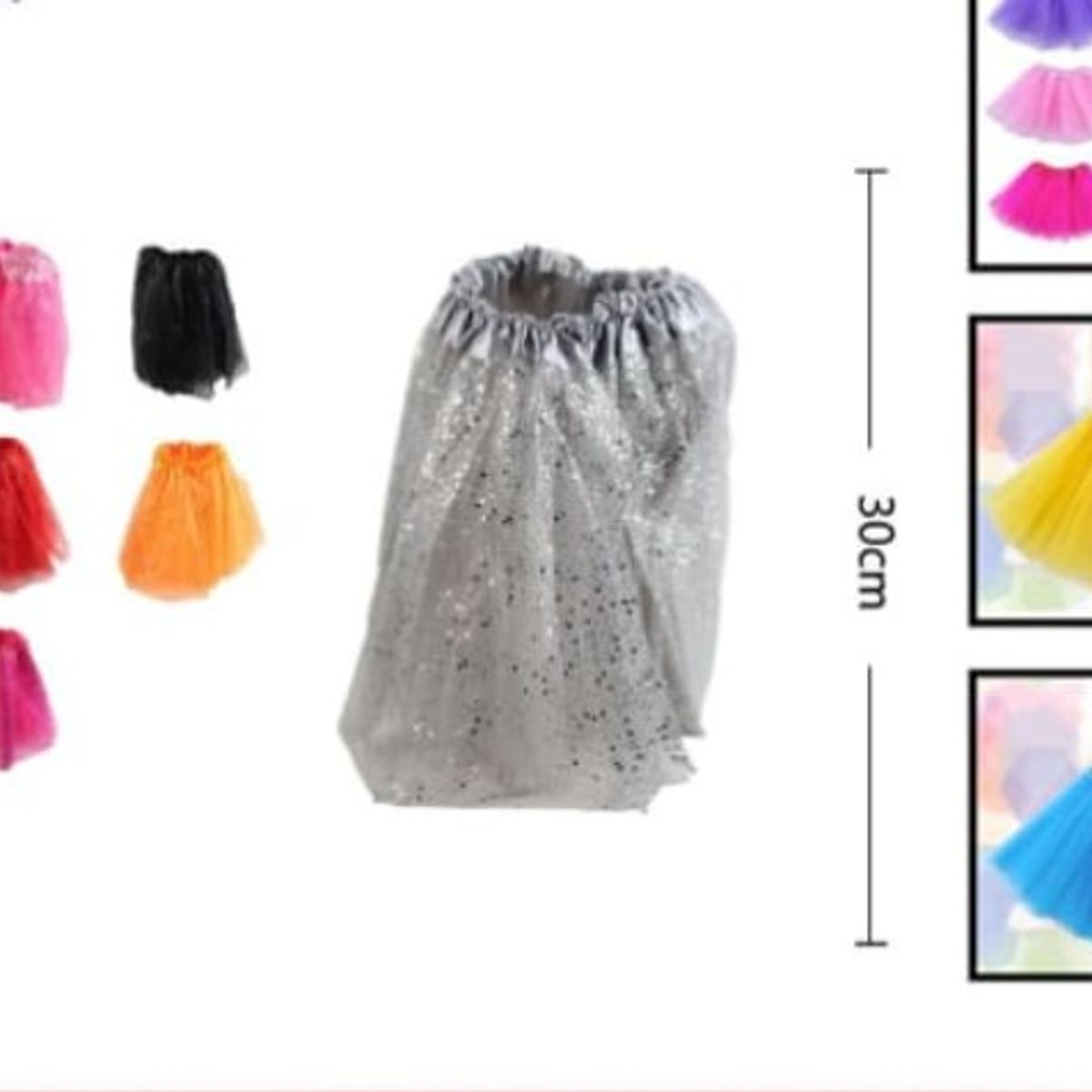 GENERICO - Tutú De Tela Color Plata Con Estrellas Para Niñas 30 Cm