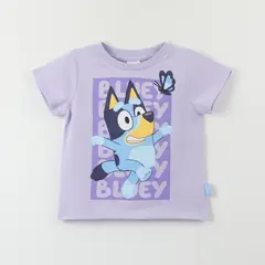 BLUEY - Polera Manga Corta Niña Mariposa Morado
