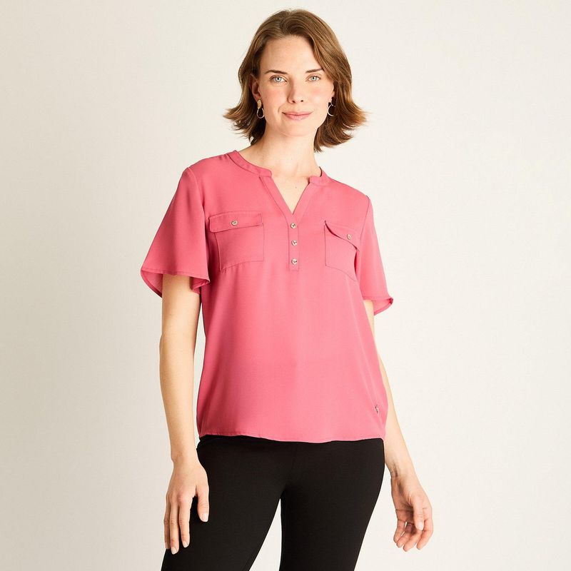 LORENZO DI PONTTI - Blusa Rosado con Bolsillos Frontales