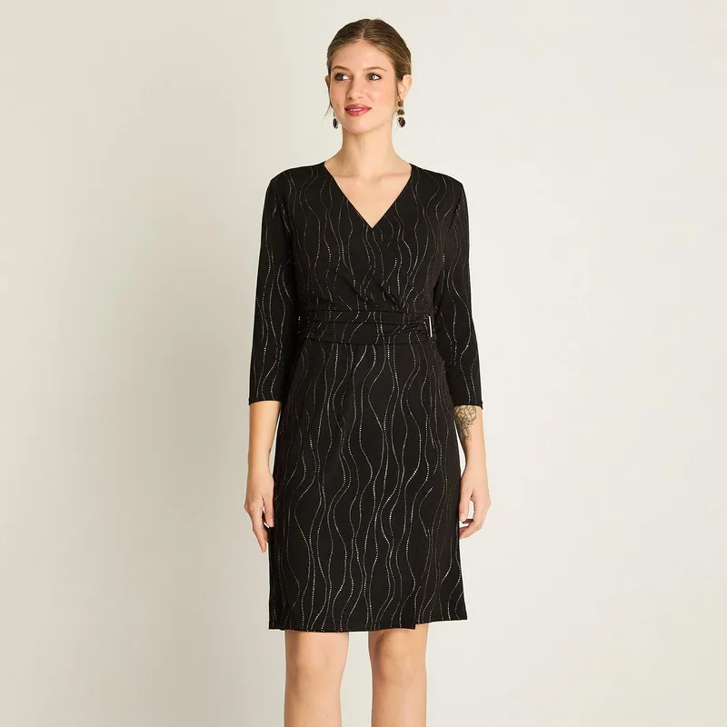 LORENZO DI PONTTI - Vestido Negro con Brillos