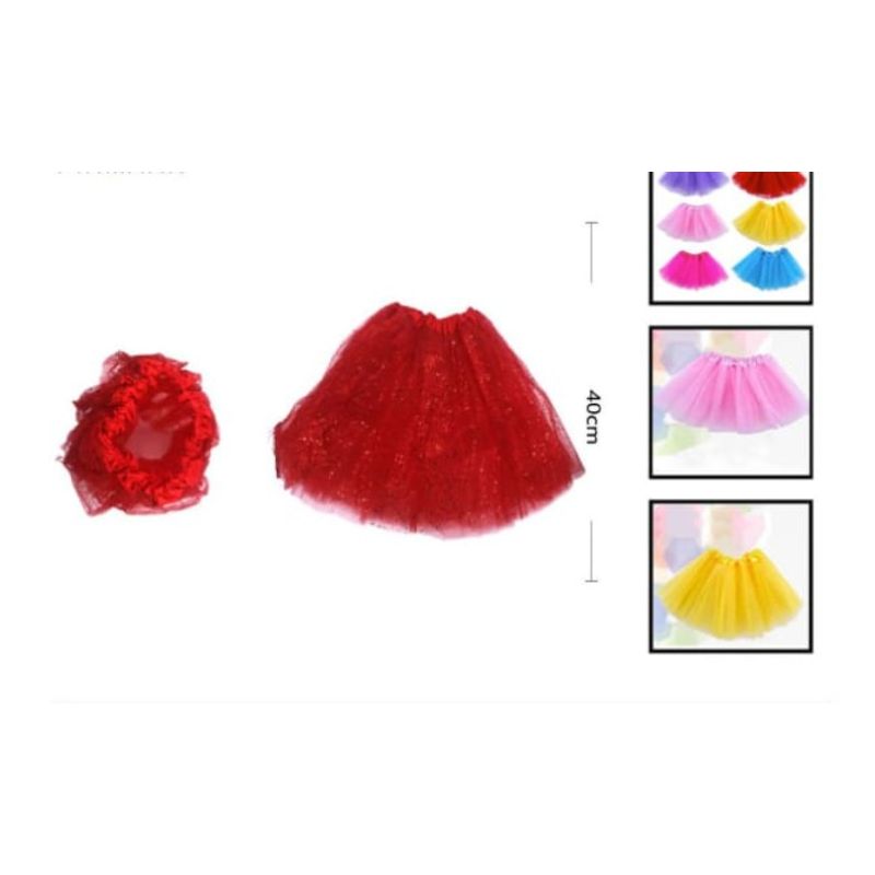 GENERICO - Tutú De Tela Color Rojo Con Estrellas Para Niñas 40 Cm