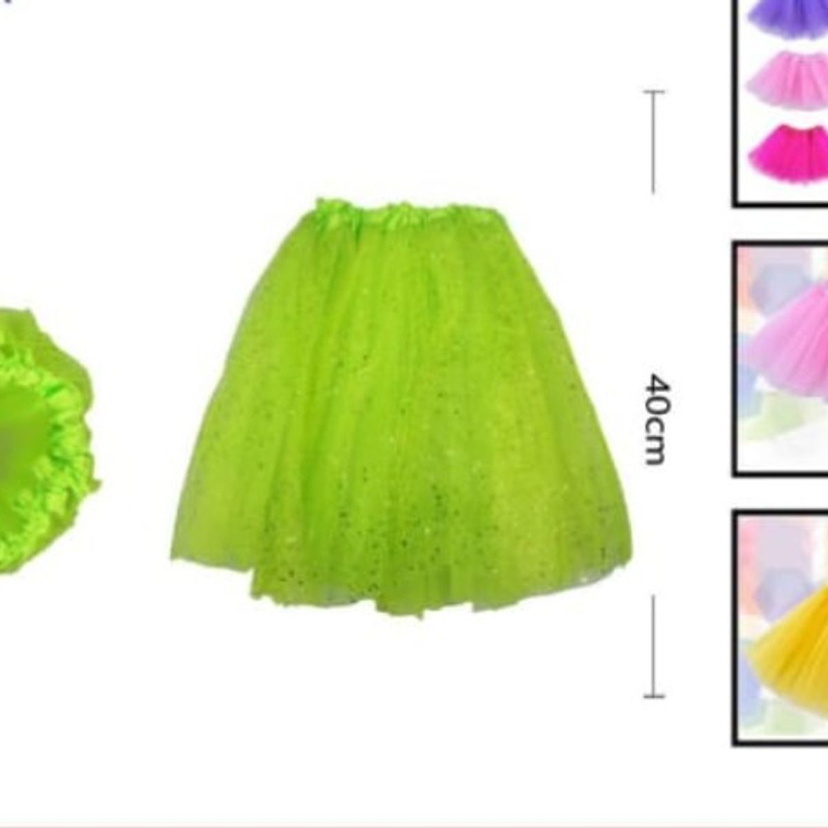 GENERICO - Tutú De Tela Color Verde Con Estrellas Para Niñas 40 Cm