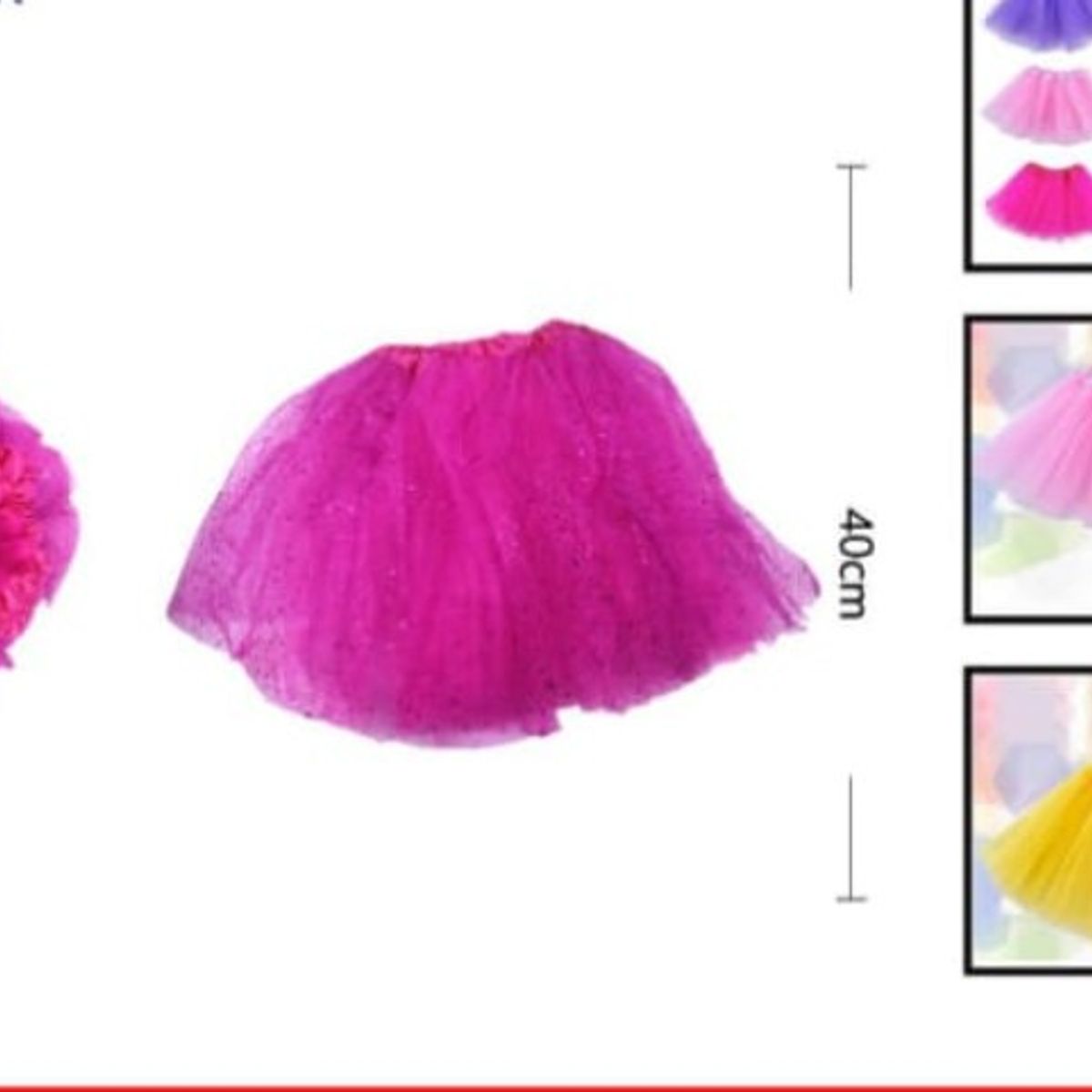GENERICO - Tutú De Tela Color Fucsia Con Estrellas Para Niñas 40 Cm