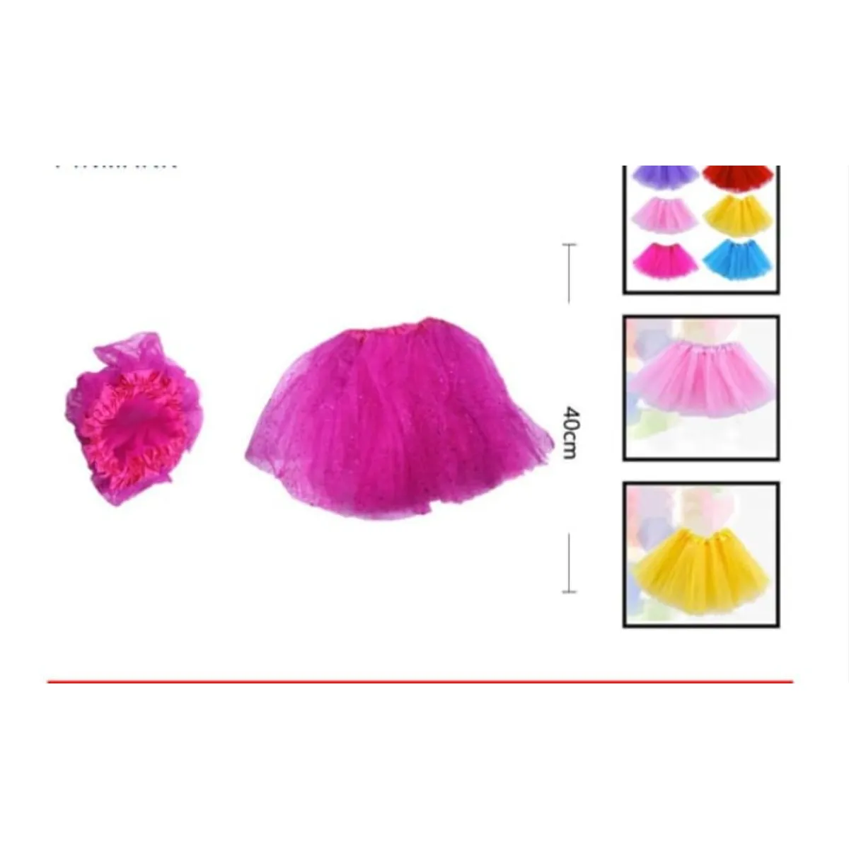 GENERICO - Tutú De Tela Color Fucsia Con Estrellas Para Niñas 40 Cm