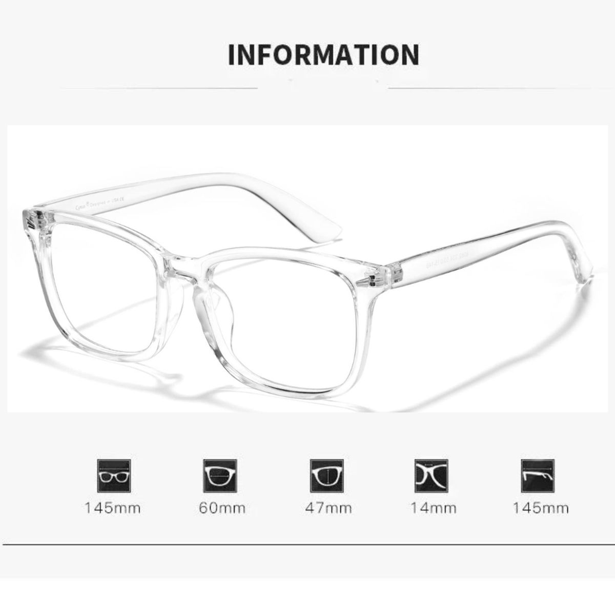 GENERICO - Lentes anti luz azul cuadrado sin aumento