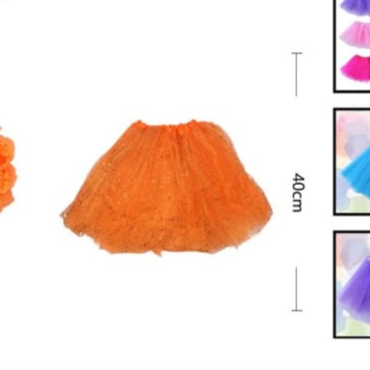 GENERICO - Tutú De Tela Color Naranja Con Estrellas Para Niñas 40 Cm