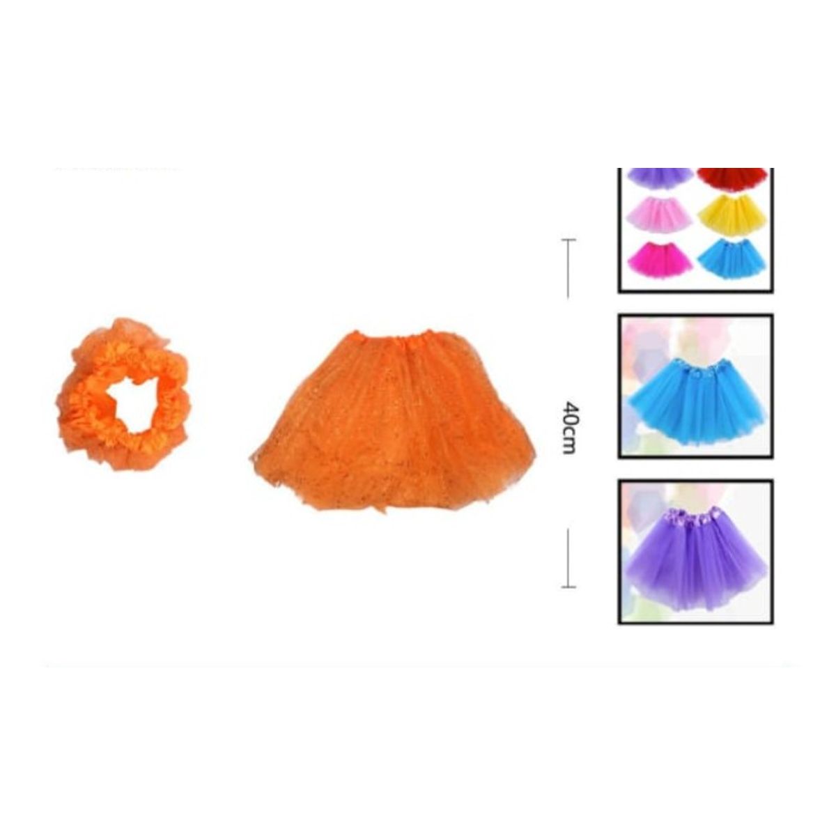 GENERICO - Tutú De Tela Color Naranja Con Estrellas Para Niñas 40 Cm