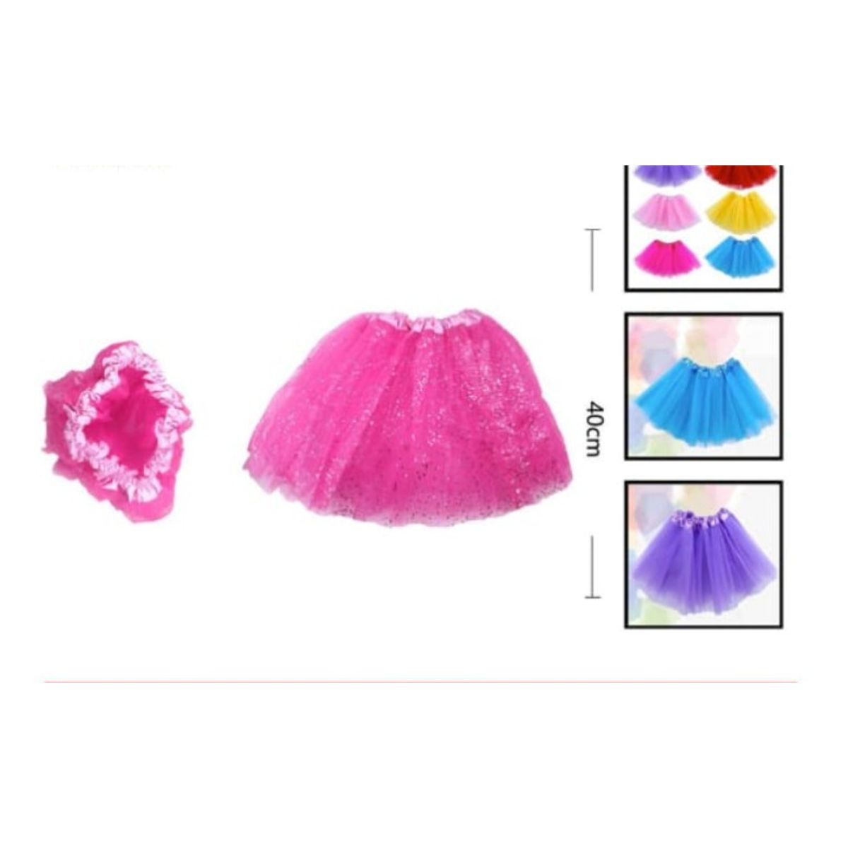 GENERICO - Tutú De Tela Color Fucsia Con Estrellas Para Niñas 40 Cm