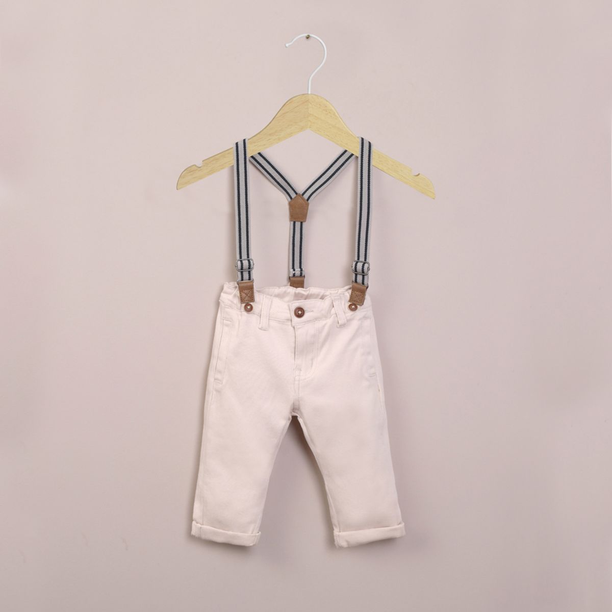 OPALINE - Pantalón con suspensores beige de niño 40823