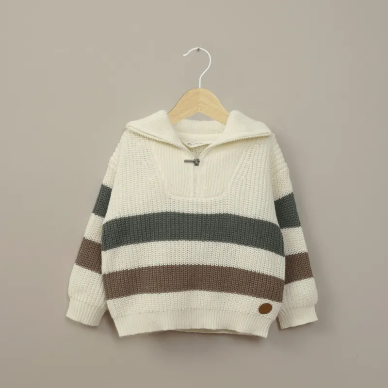 OPALINE - Sweater crema cuello alto de niño 40825