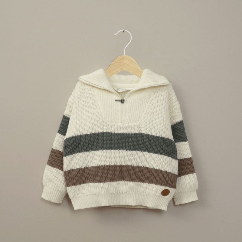 OPALINE - Sweater crema cuello alto de niño 40825