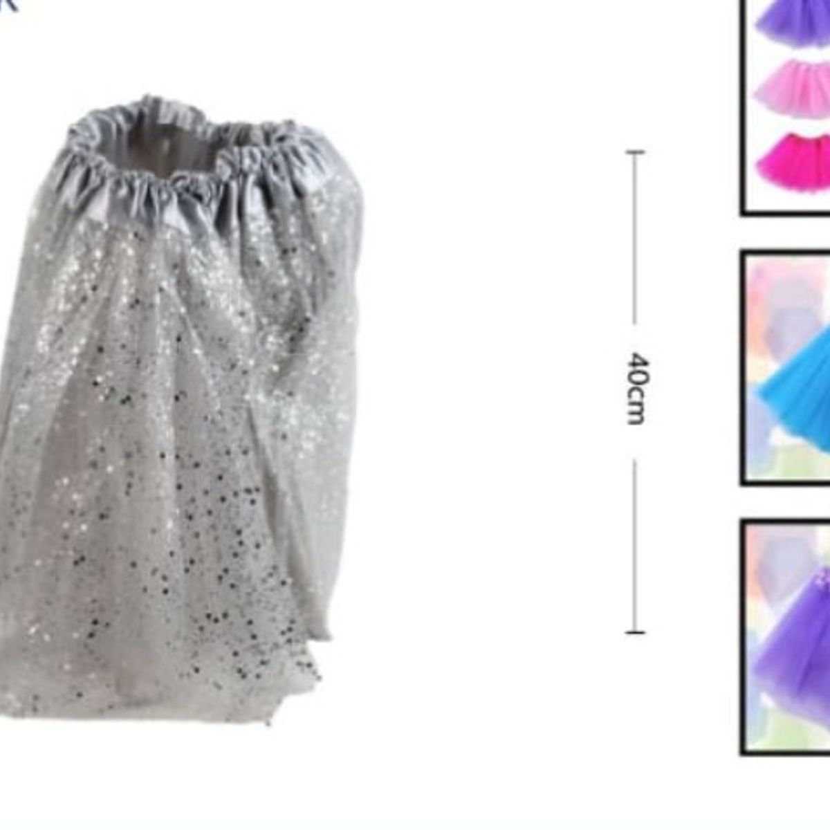 GENERICO - Tutú De Tela Color Gris Con Estrellas Para Niñas 40 Cm