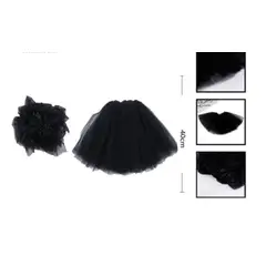GENERICO - Tutú De Tela Color Negro Para Niñas 40 Cm
