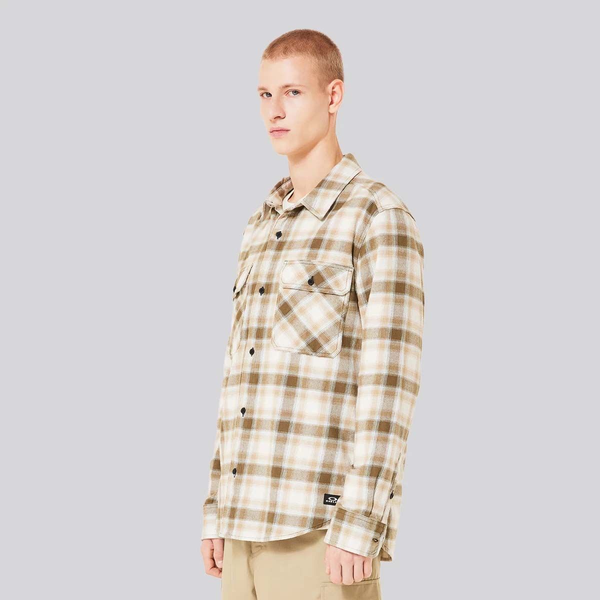 OAKLEY - Camisa Hombre 90s Plaid LS Oakley Mist/Pebble/Army G Check